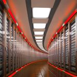 Modern datacenter. Cloud computing. 3d rendering