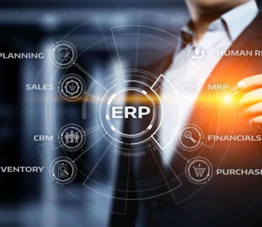 Enterprise Resource Planning ERP Corporate Company Management Business Internet Technology Concept.