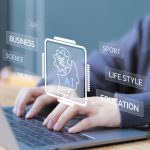 Woman use AI to help work or use AI everyday life at home. AI Learning and Artificial Intelligence. Business, modern technology, internet and networking concept. A.I., Chat AI, Generative Ai,